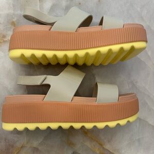 Beige and Yellow Platform Sandals